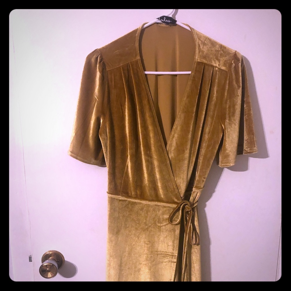 Mustard velvet Wrap dress. NWOT